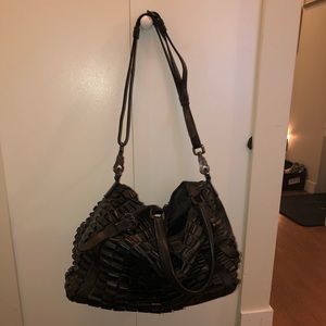 Burberry Lowry Black Patent Leather Ruffled Tote